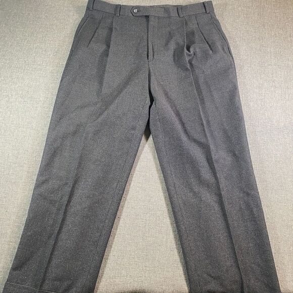Brooks Brothers Houndstooth Wool Chino Pants Mens Size‎ 36x28 Black Straight - Picture 1 of 7